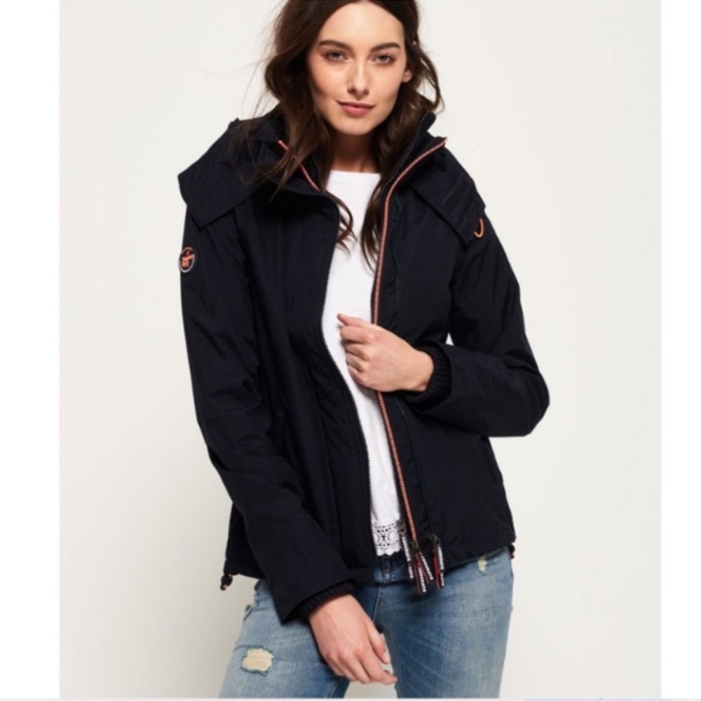 Superdry Black and Blue Ski Jacket Weather-Resistant Windcheater Size XL - Picture 4 of 12